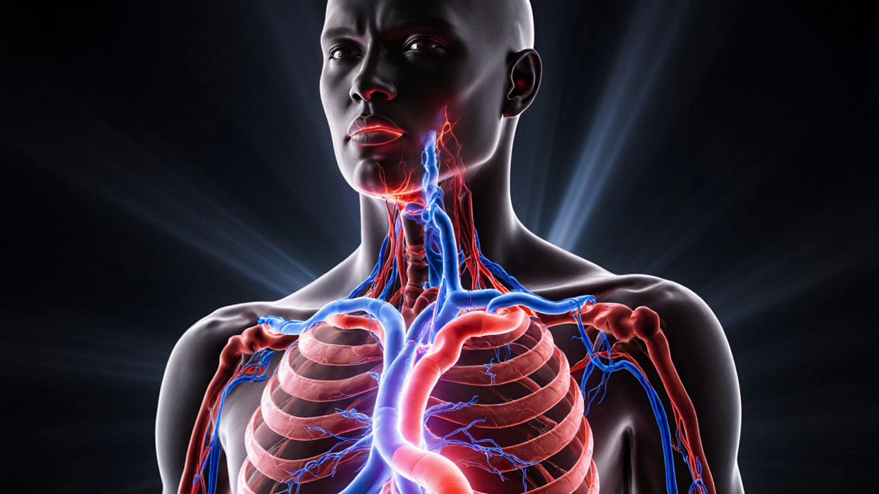 Tělo jako vozidlo s čistými cévami po masáži, v pozadí zastaralá, zablokovaná verze.