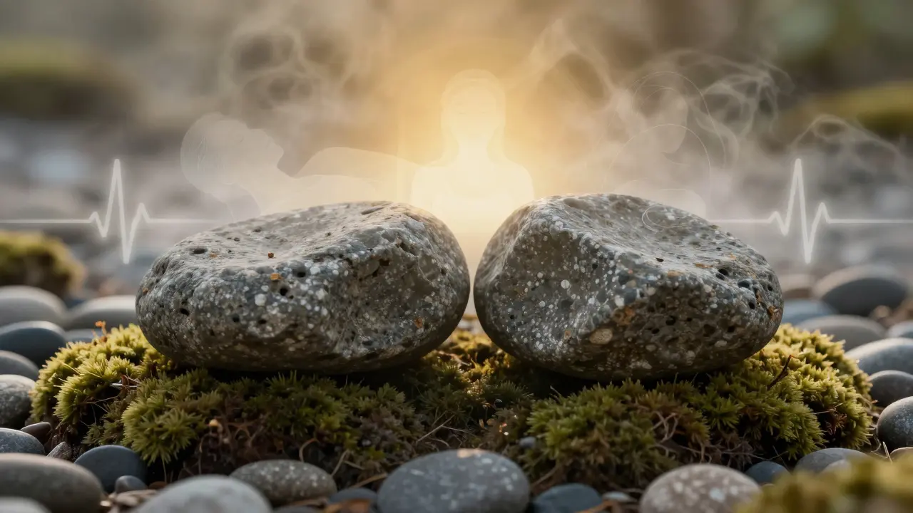 Lávové kameny na přírodě s vize klidu a obnovy těla.